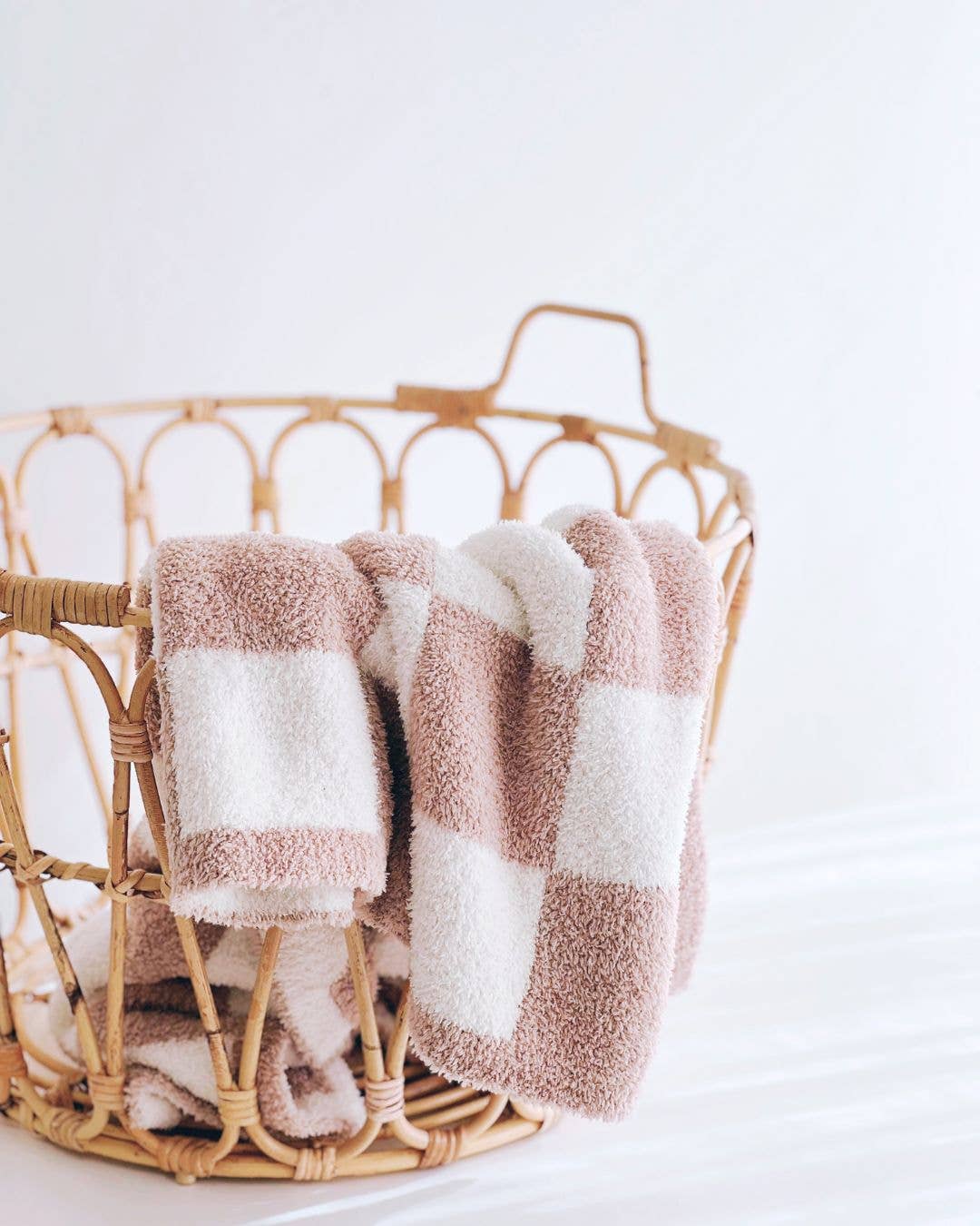 Checkered Plush Baby Blanket | Latte