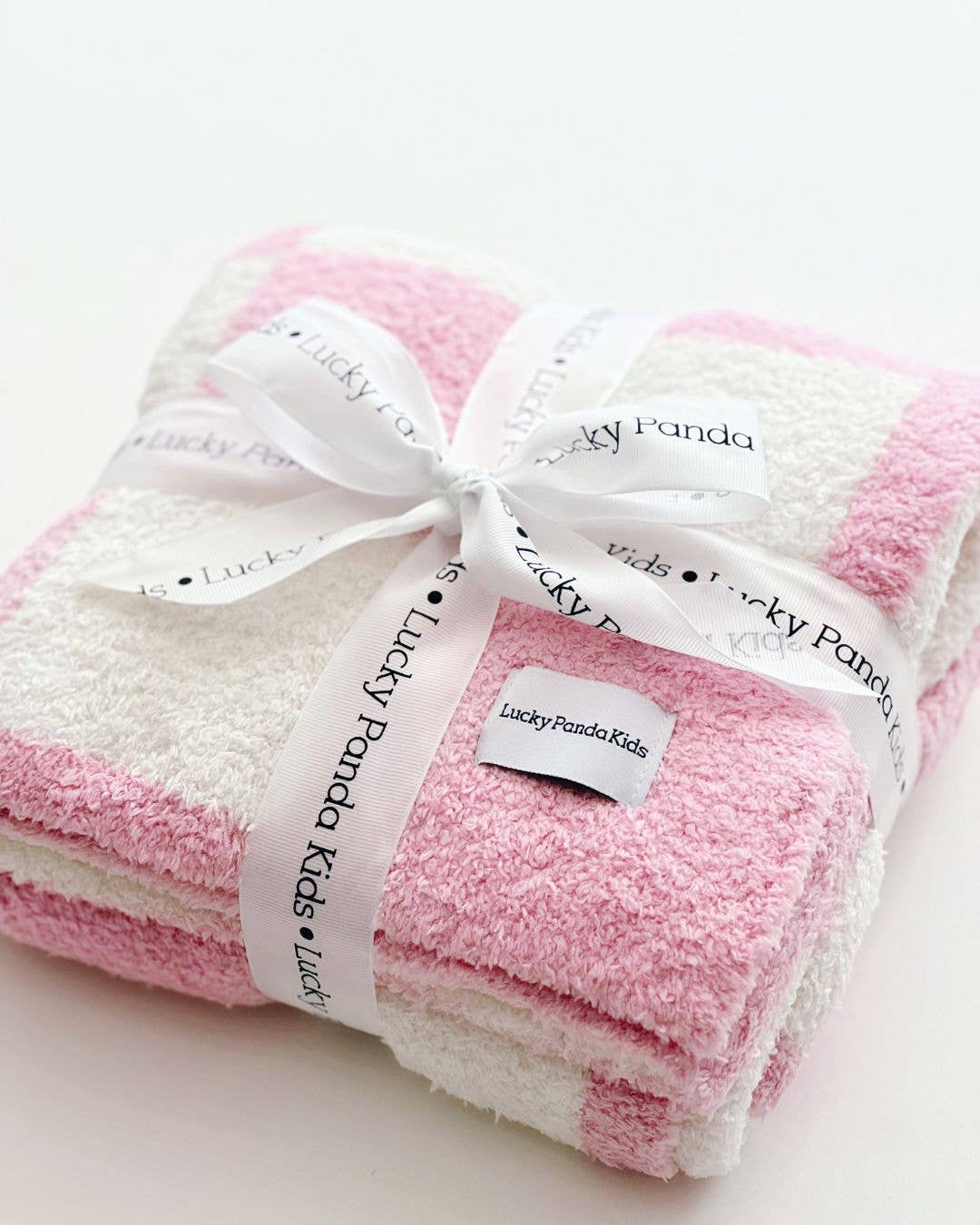 Checkered Plush Baby Blanket | Pink