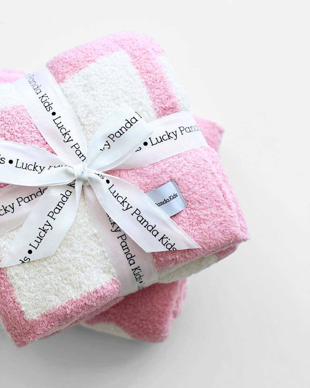 Checkered Plush Baby Blanket | Pink
