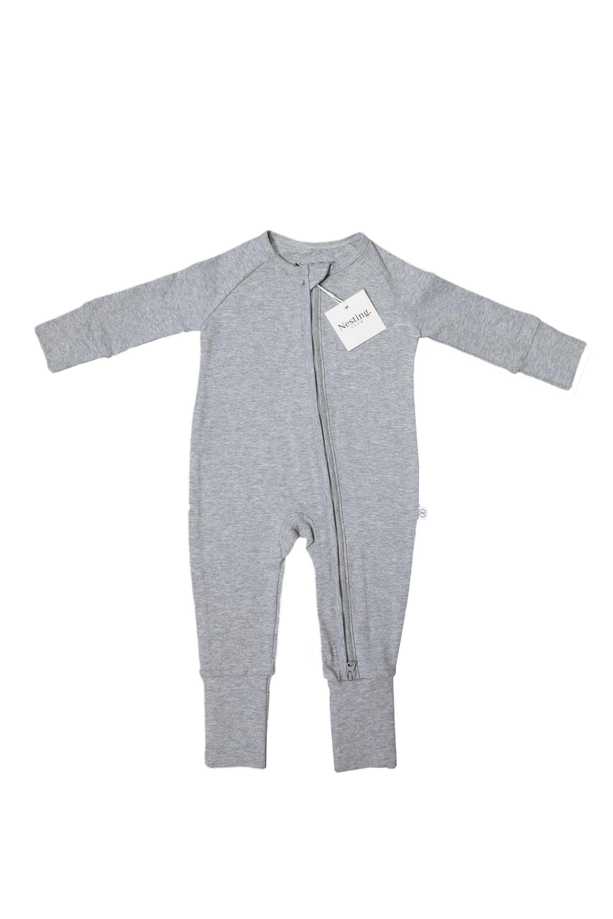 Organic Cotton Long Sleeve Baby Romper in Heather