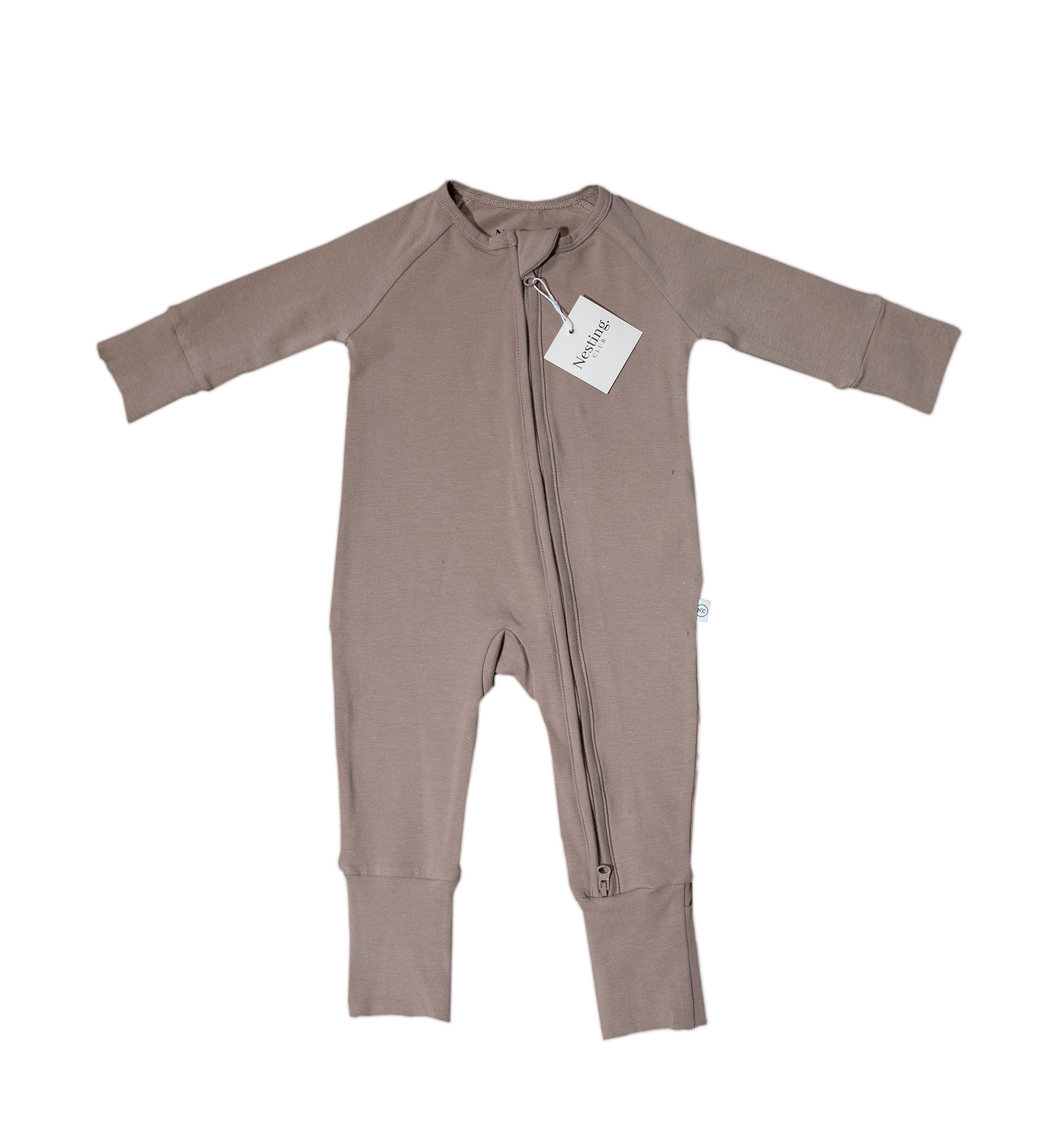 Bamboo Long Sleeve Baby Romper in Cocoa