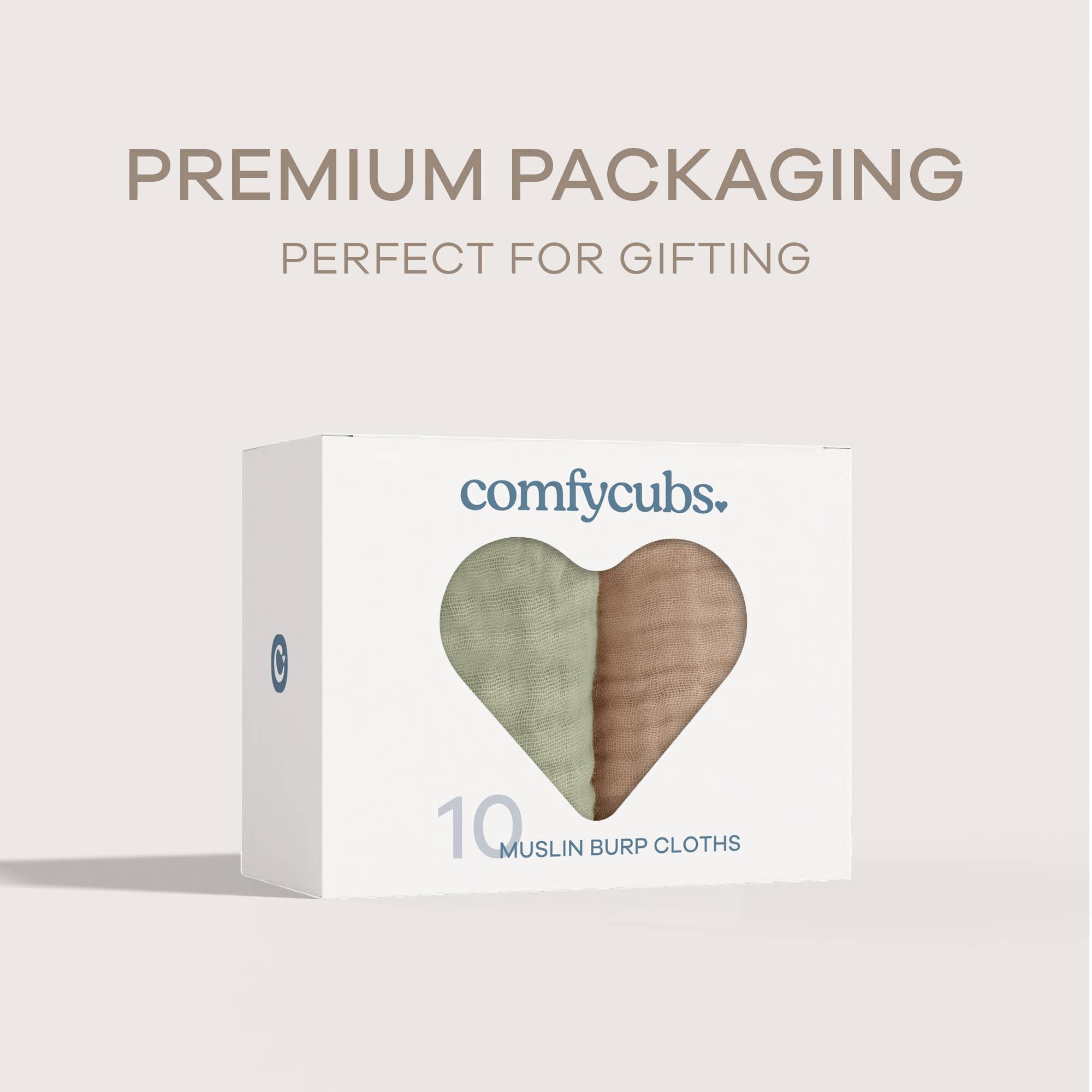 Baby Burp Cloths - 100% Muslin Cotton by Comfy Cubs