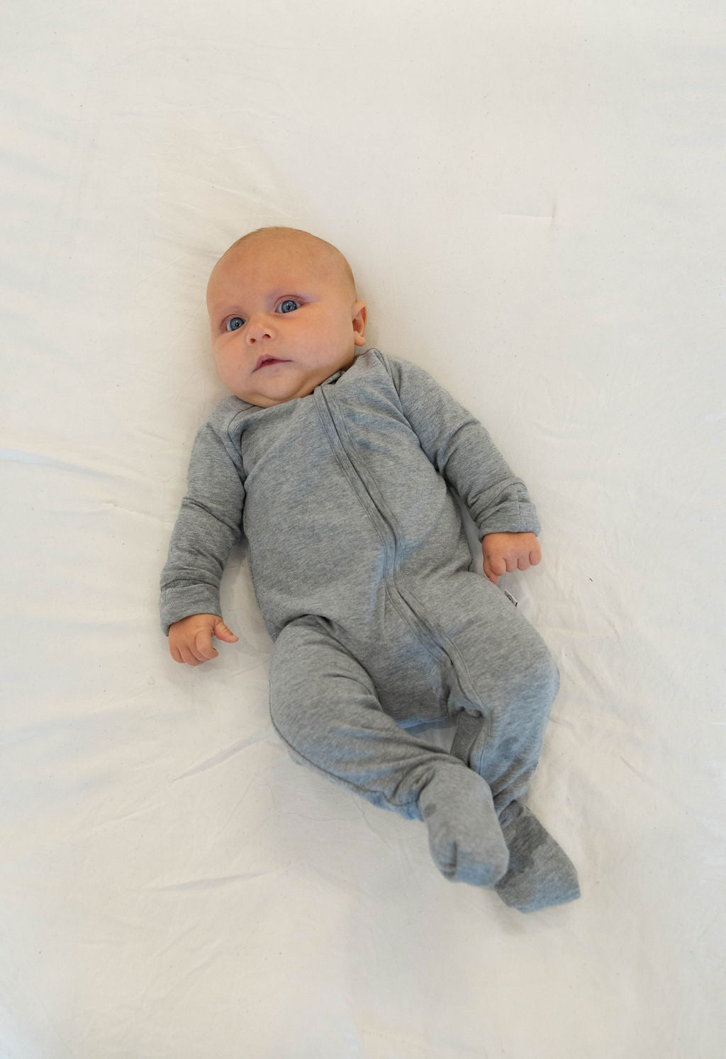 Organic Cotton Long Sleeve Baby Romper in Heather