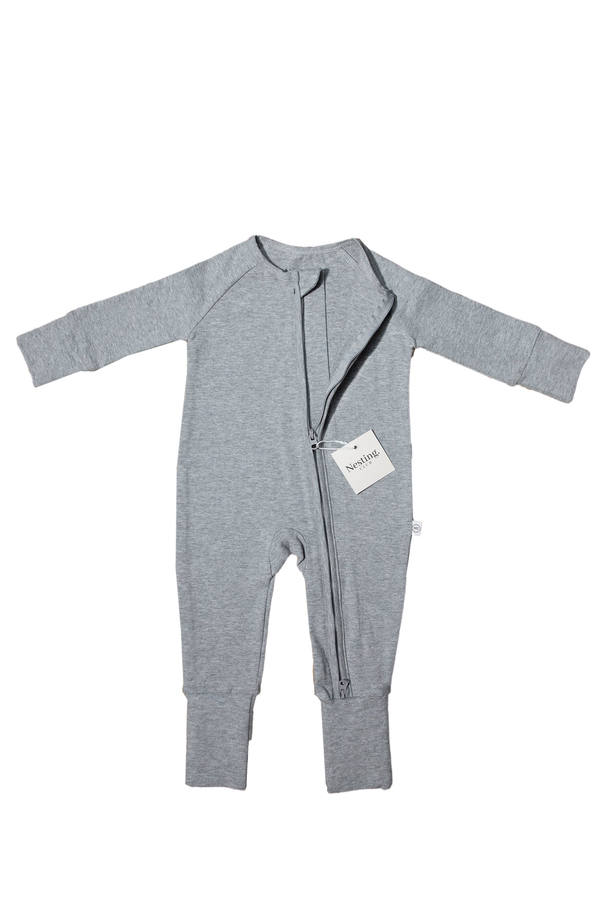 Bamboo Long Sleeve Baby Romper in Heather