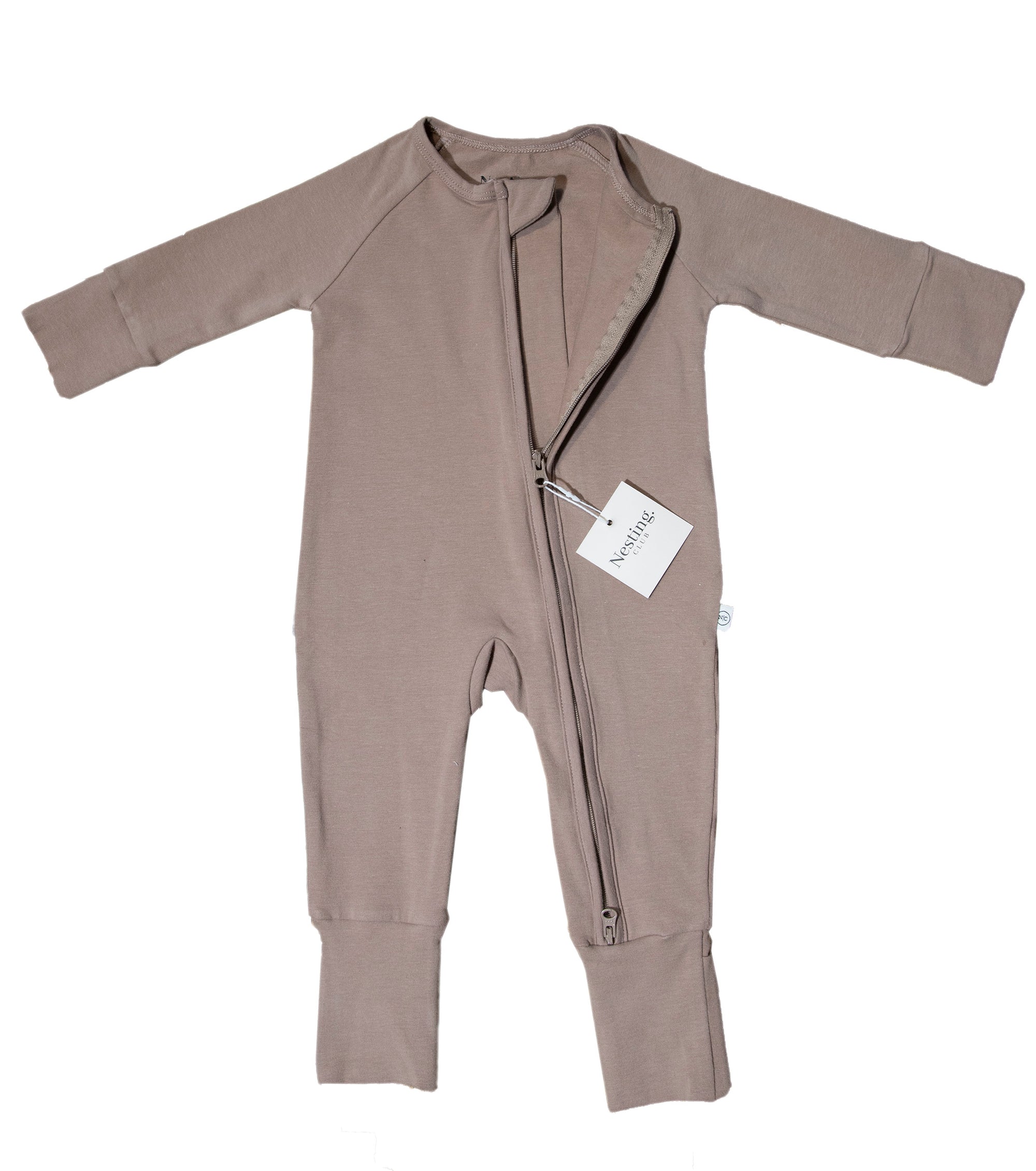 Bamboo Long Sleeve Baby Romper in Cocoa