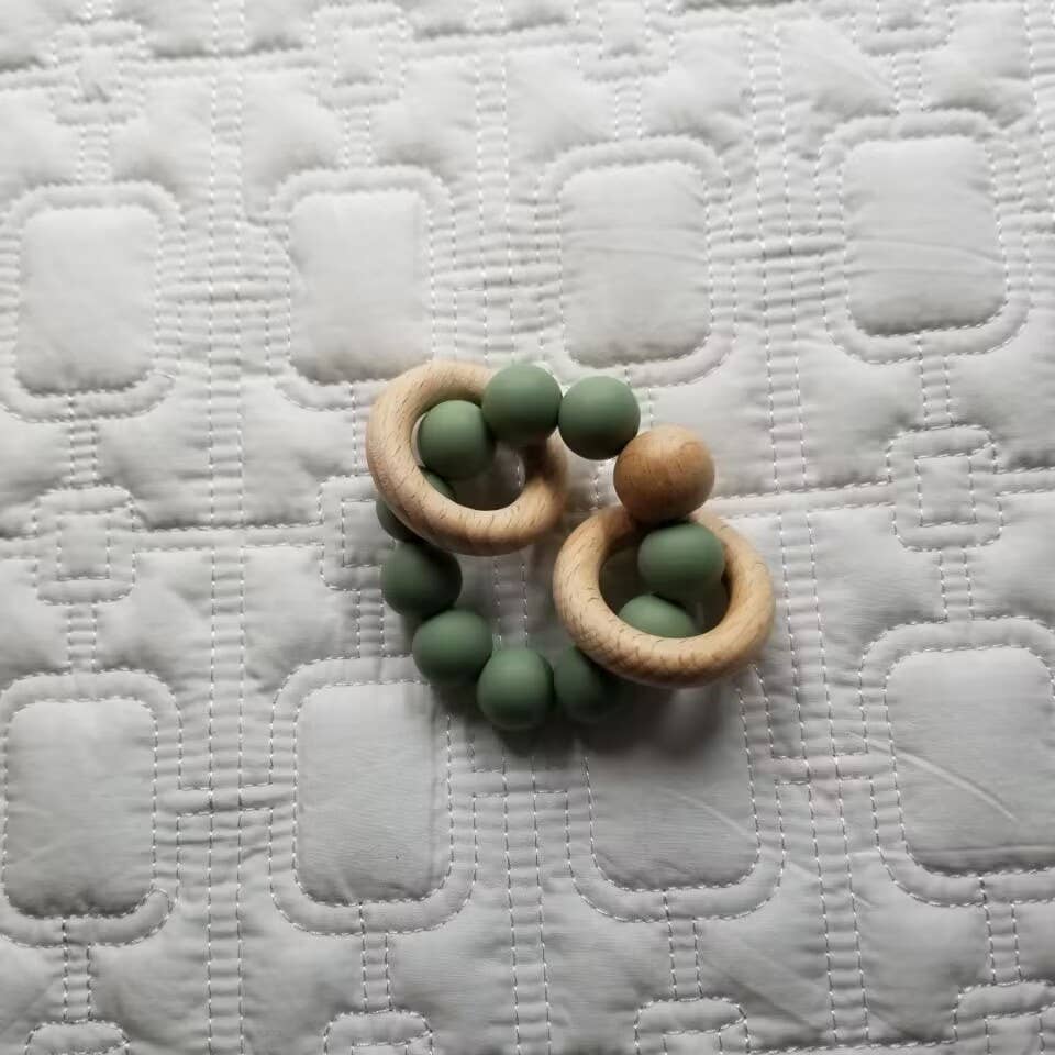 Silicone Beech Wood Bracelet Rattle Teether
