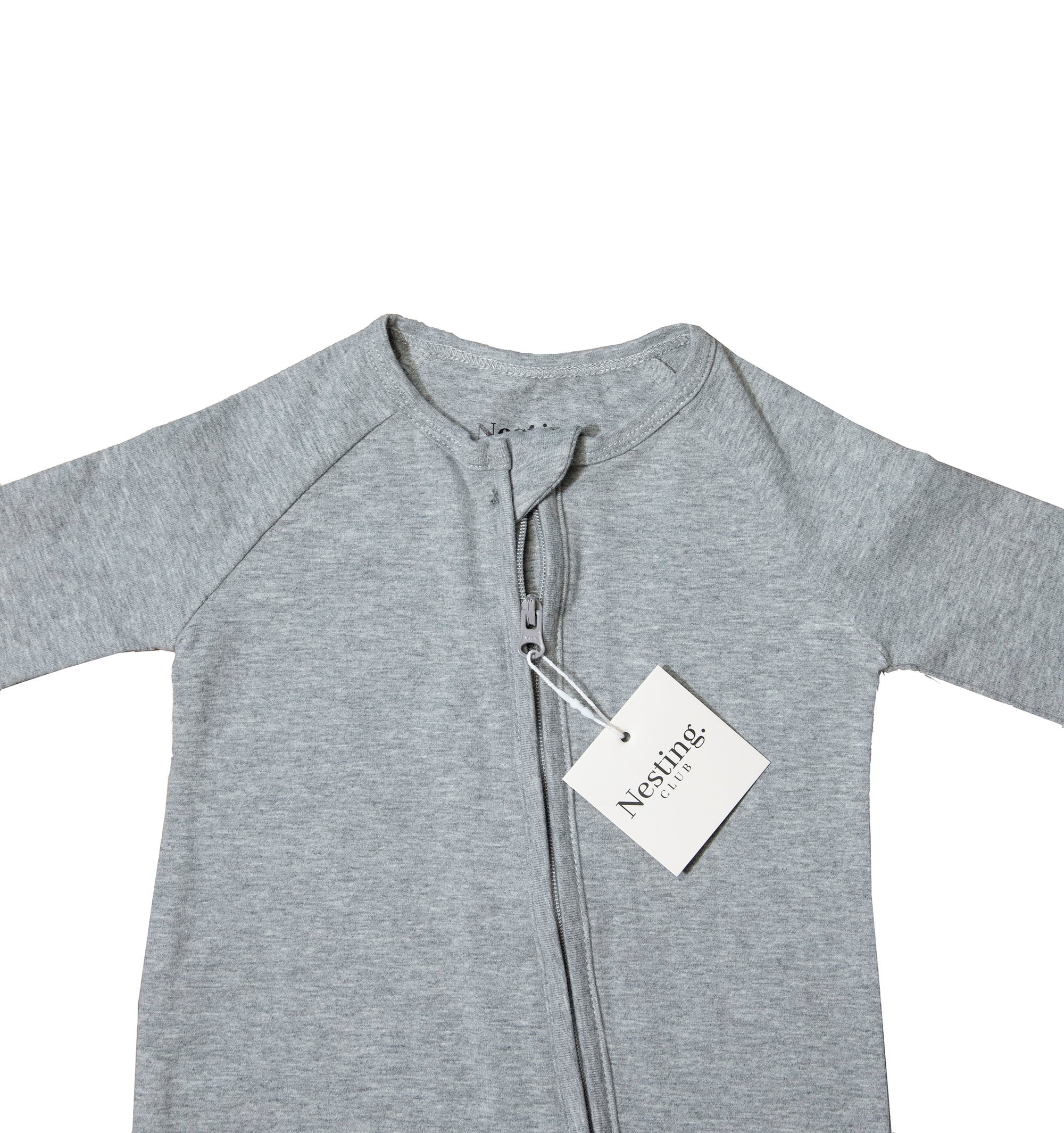 Organic Cotton Long Sleeve Baby Romper in Heather