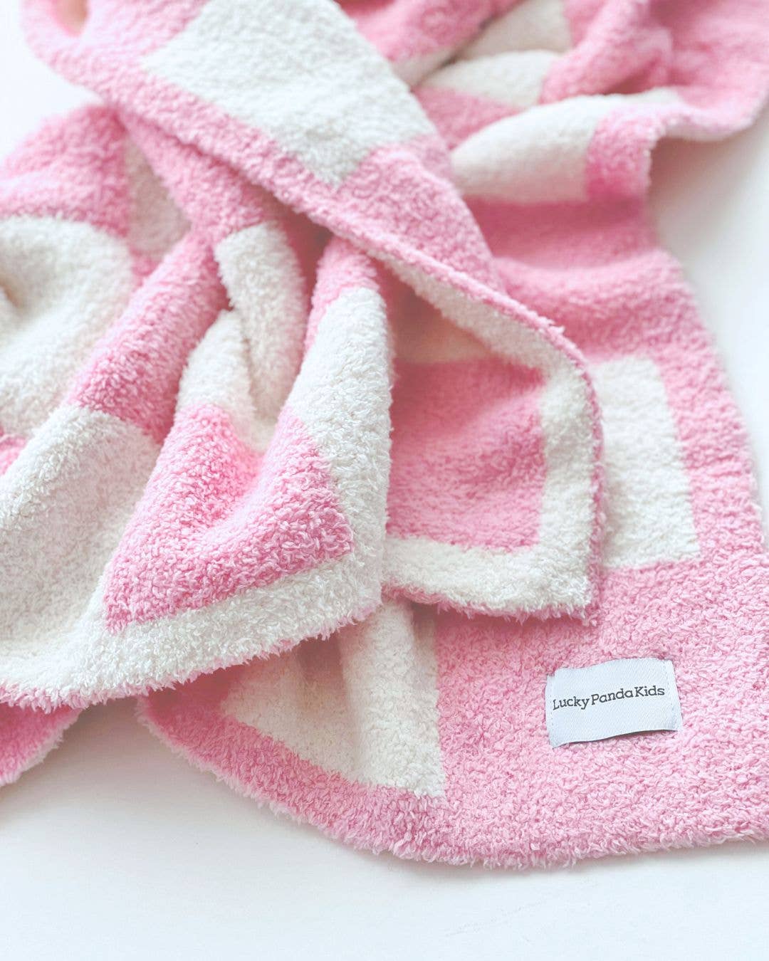 Checkered Plush Baby Blanket | Pink