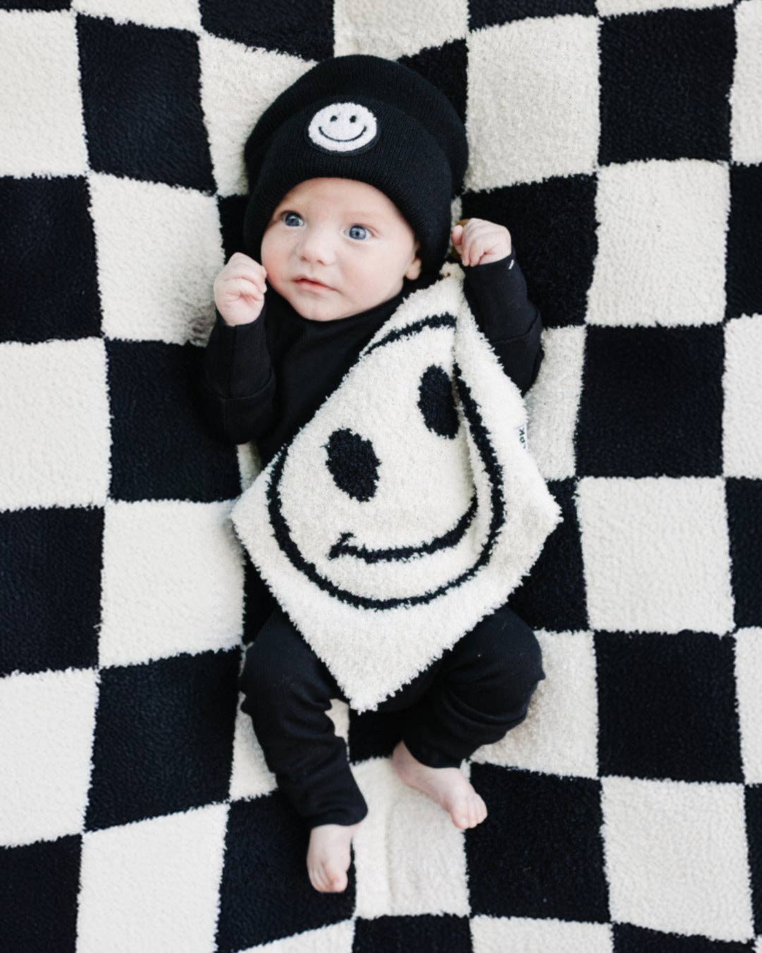 Checkered Plush Baby Blanket | Black