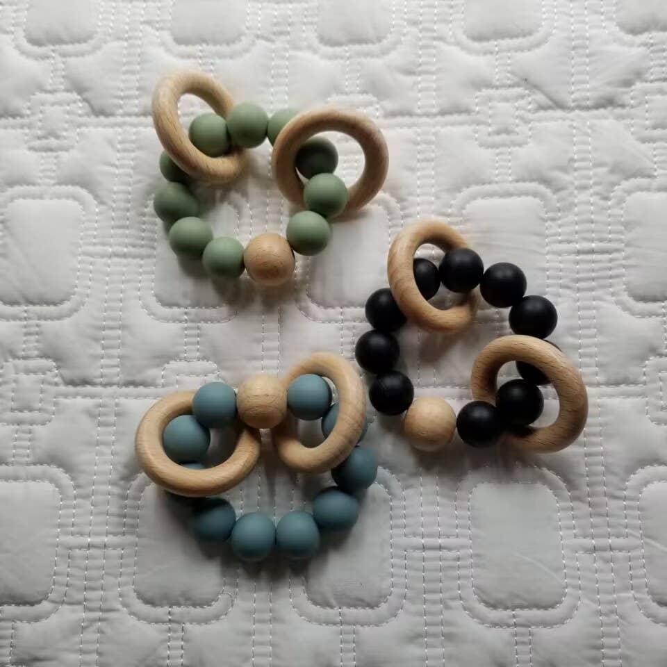 Silicone Beech Wood Bracelet Rattle Teether