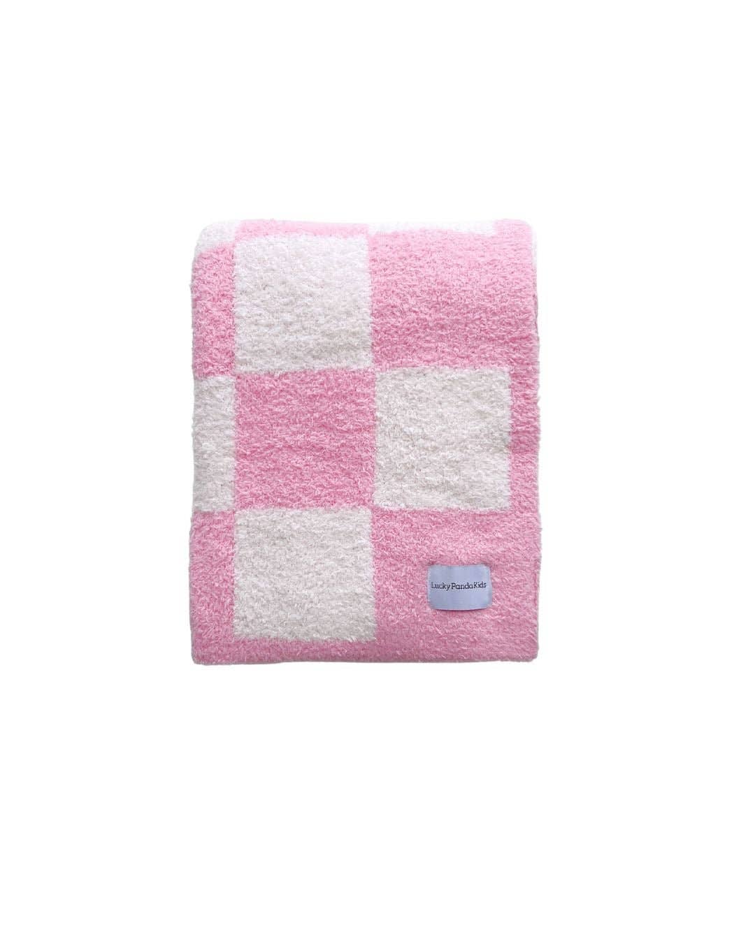 Checkered Plush Baby Blanket | Pink