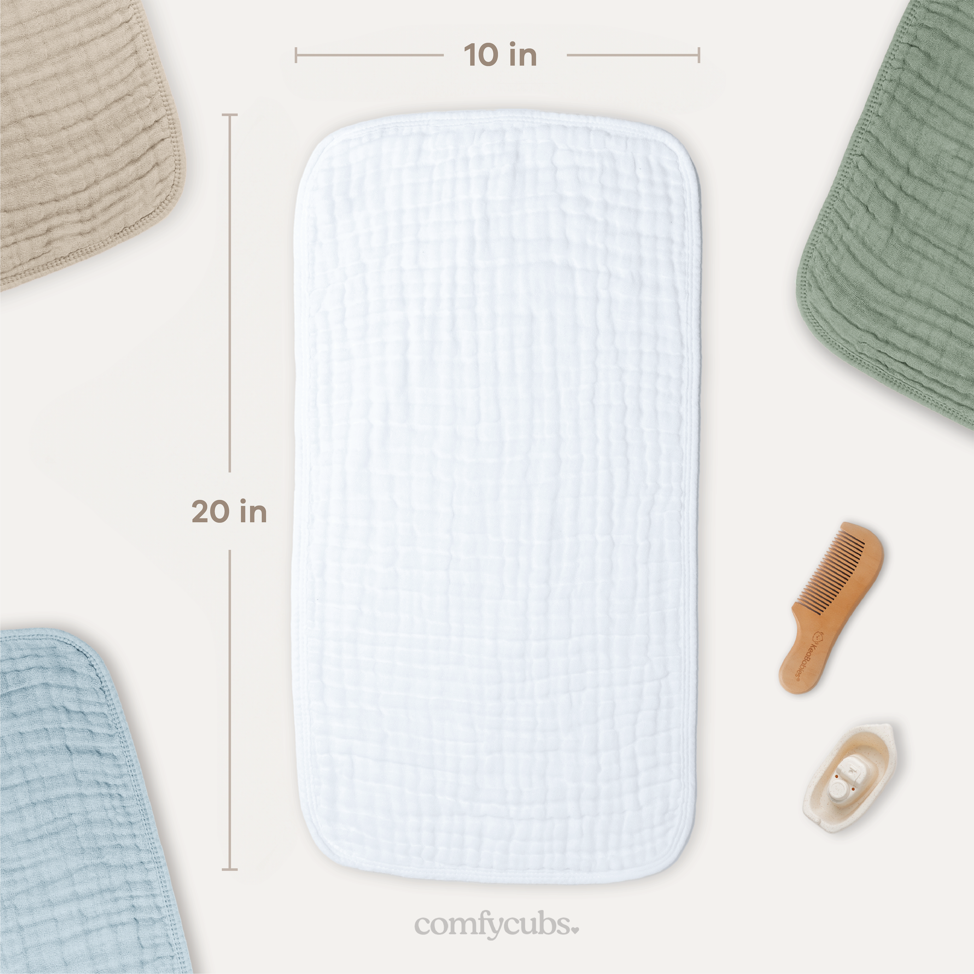 Baby Burp Cloths - 100% Muslin Cotton by Comfy Cubs