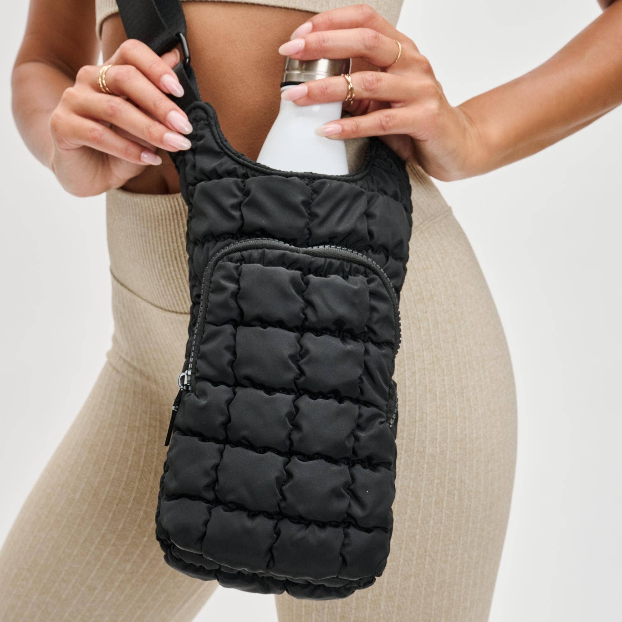 Let It Flow - Quilted Puffer Water Bottle Crossbody