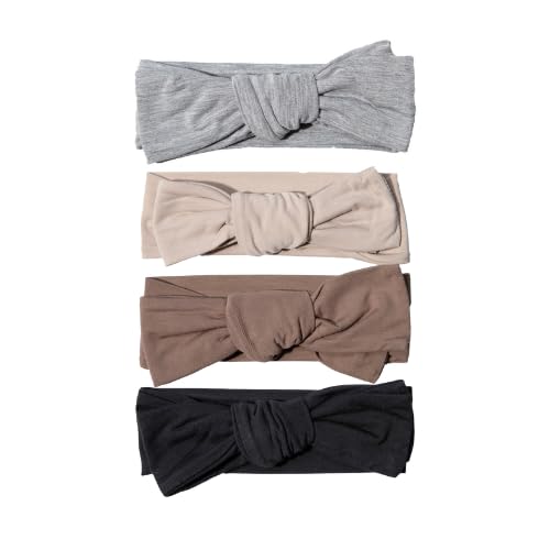 Organic Cotton Set-of-4 Baby Bow in Cocoa, Jet, Heather and Sand