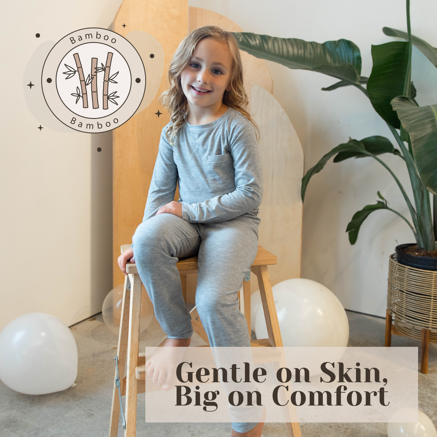 Ribbed Bamboo Long Sleeve Toddler Set in Heather