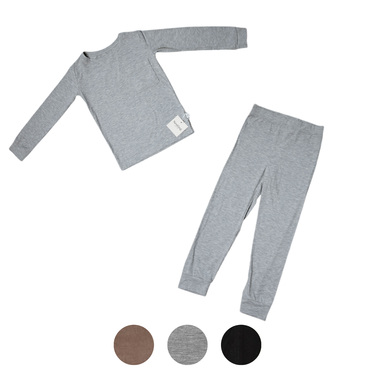 Ribbed Bamboo Long Sleeve Toddler Set in Heather