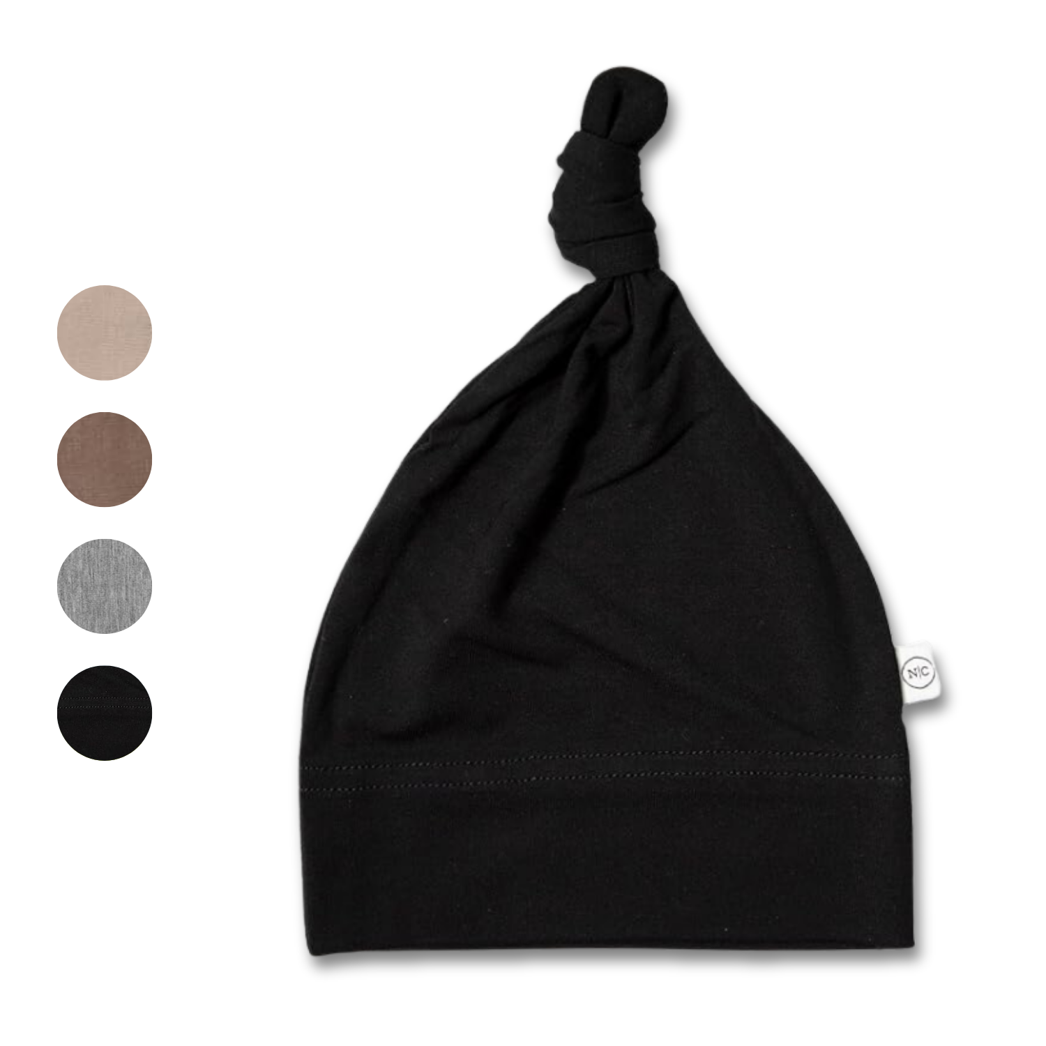 Organic Cotton Set-of-4 Baby Knotted Hat in Cocoa, Jet, Heather and Sand