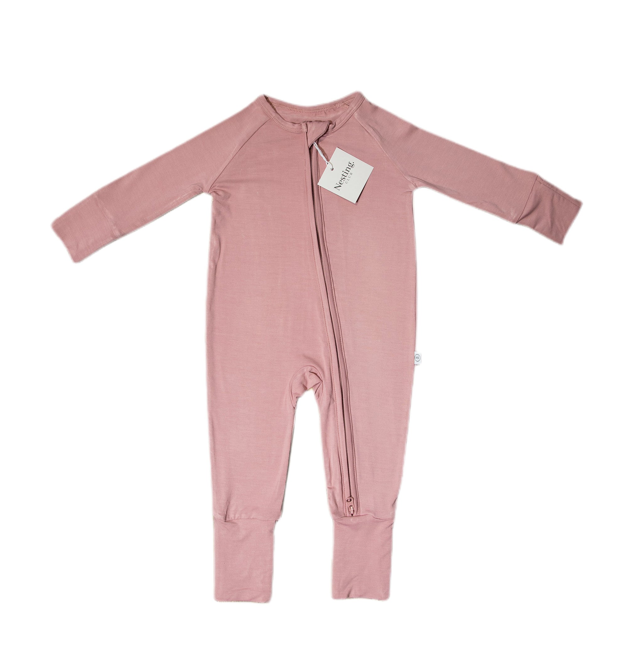 Bamboo Long Sleeve Baby Romper in GiGi’s Pink