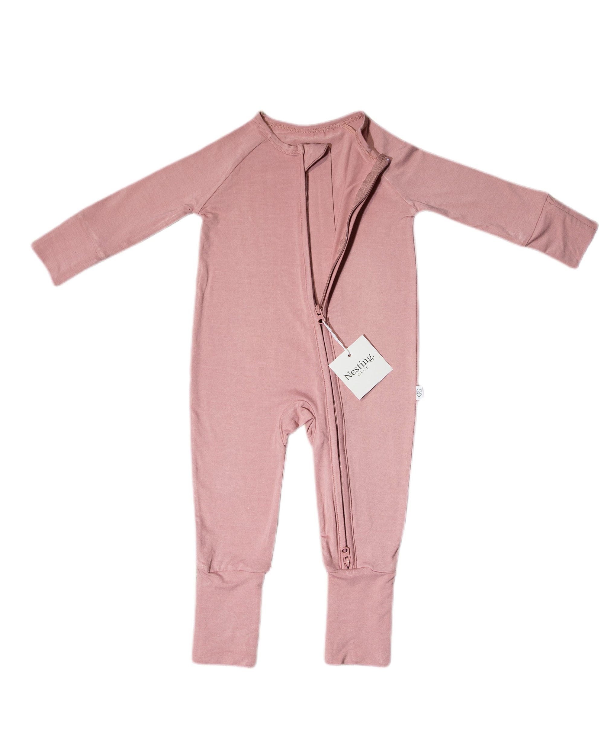 Bamboo Long Sleeve Baby Romper in GiGi’s Pink