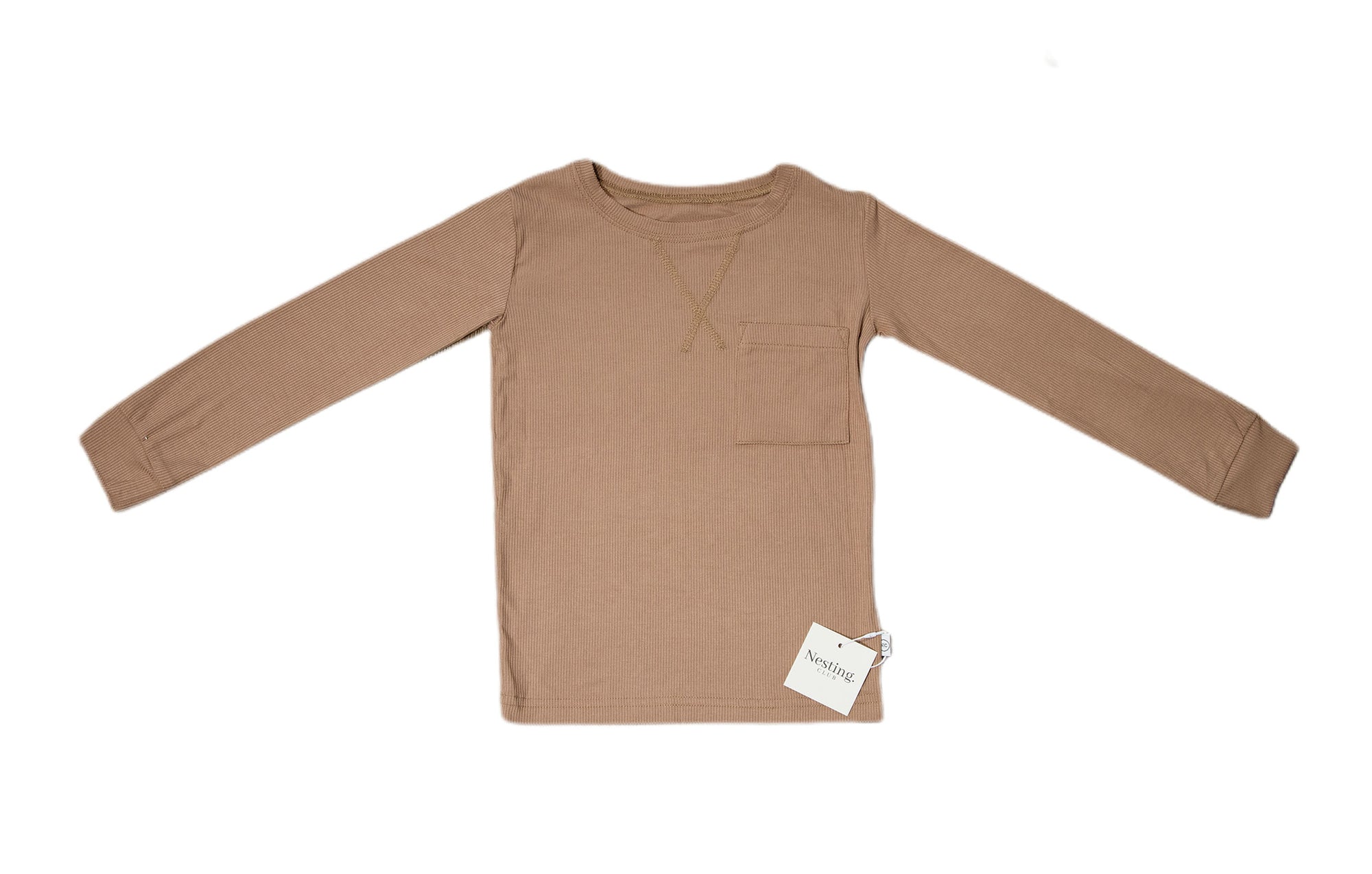 Ribbed Bamboo Long Sleeve Toddler Set in Camel