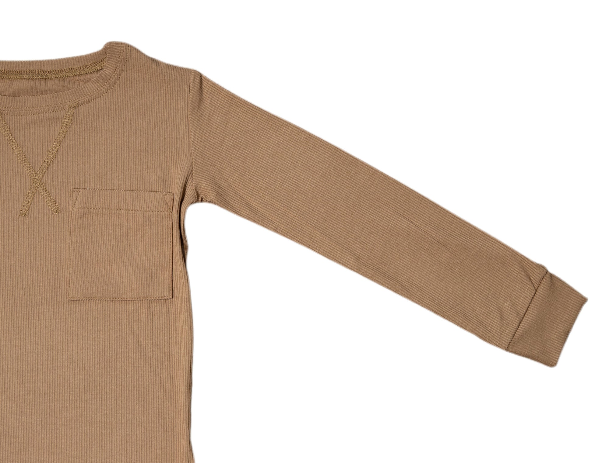 Ribbed Bamboo Long Sleeve Toddler Set in Camel