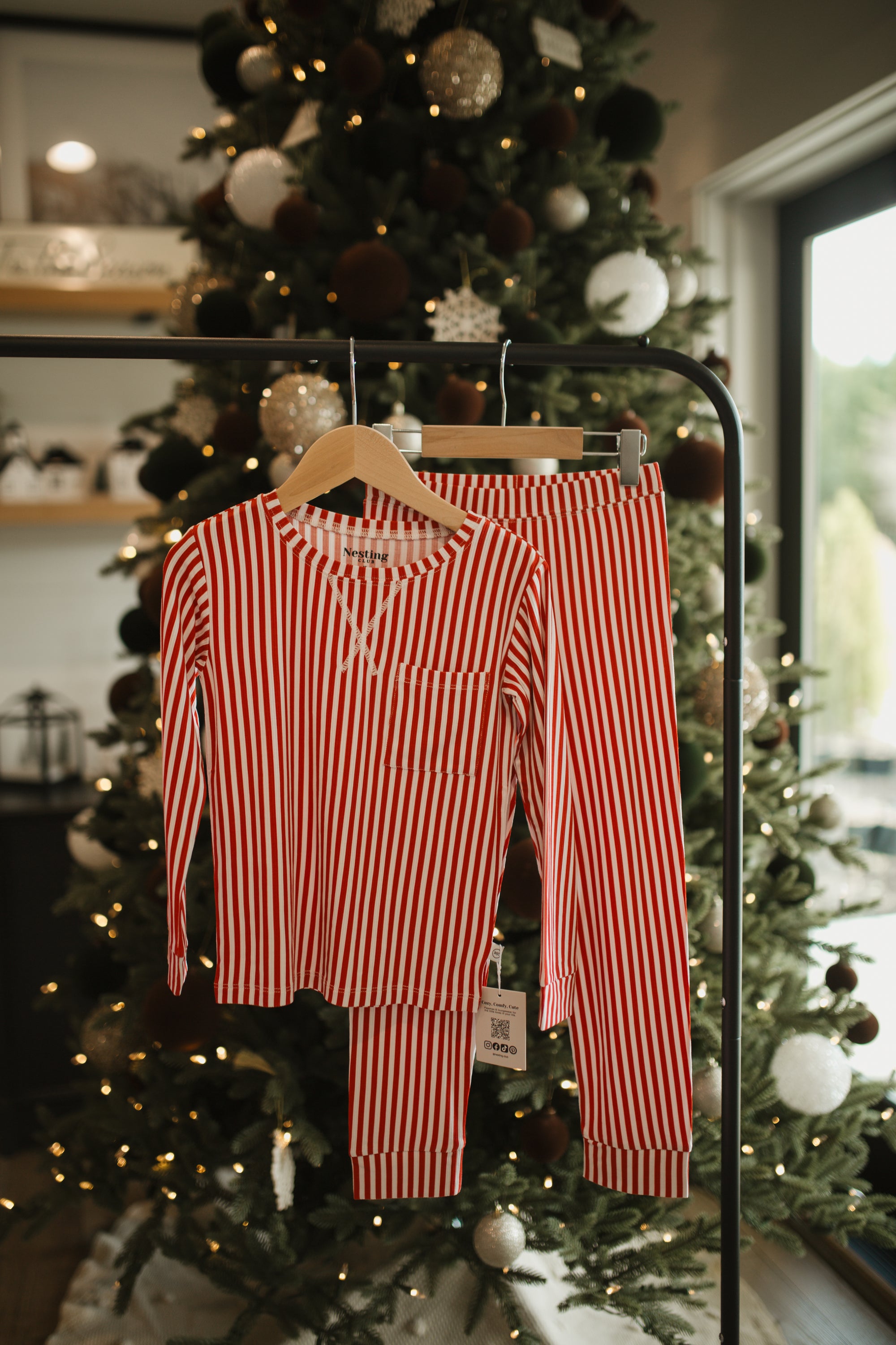 Candy Cane Dreams Ribbed Bamboo Pajama Set, NB- 24 Months, PRESALE