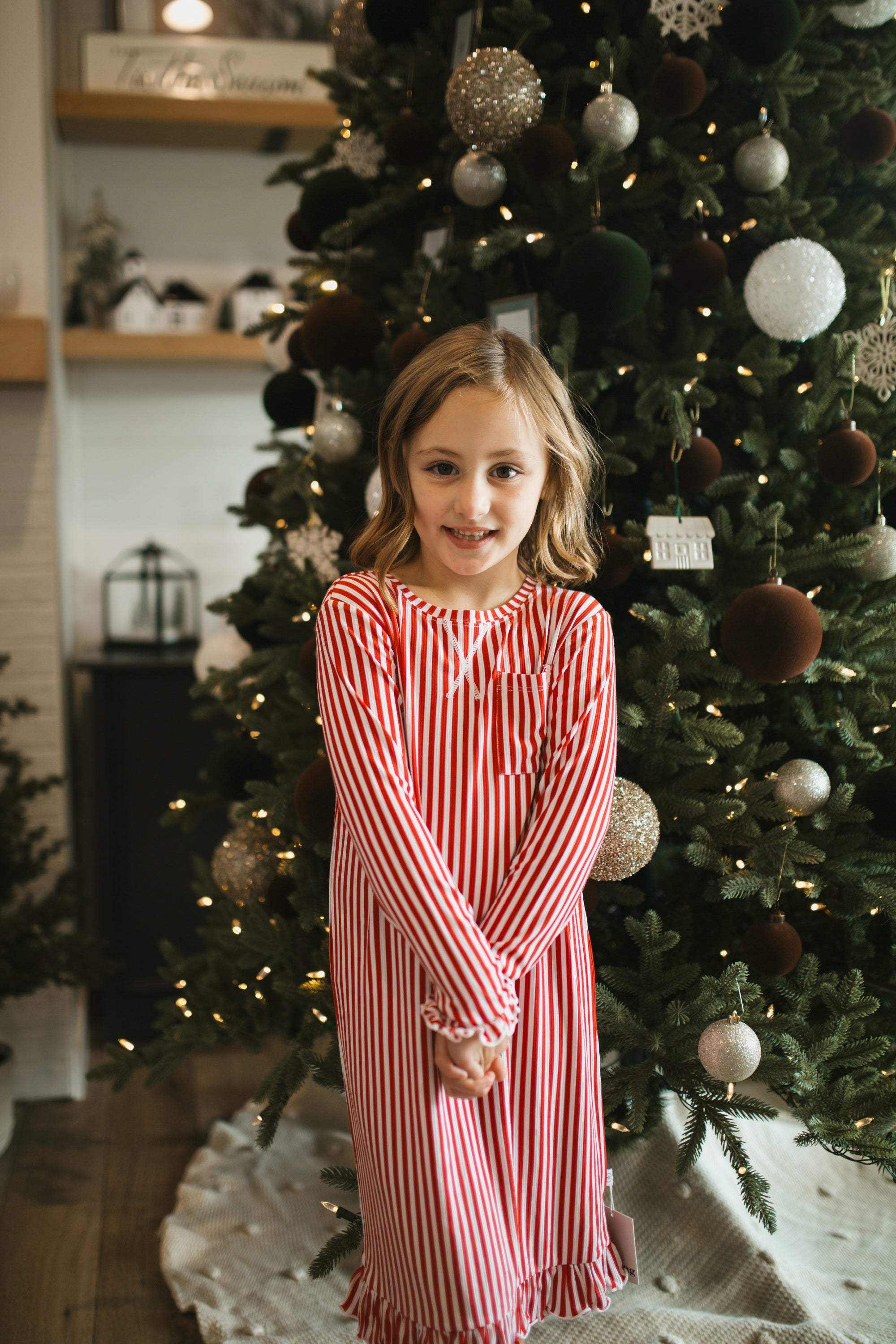 Candy Cane Dreams Ribbed Bamboo Nightgown, 3T- 8 PRESALE