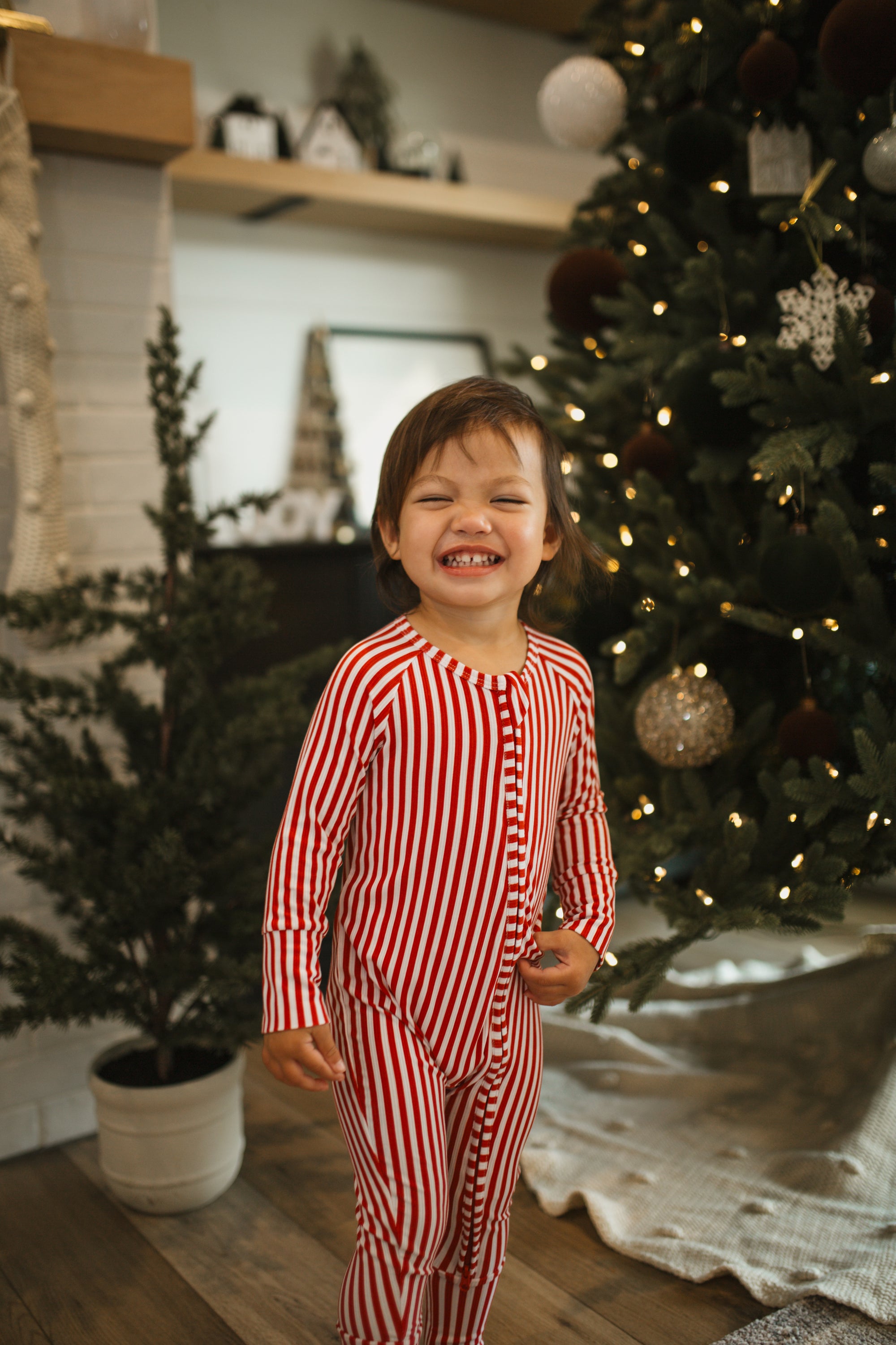 Candy Cane Dreams Ribbed Bamboo Romper, NB - 24months, PRESALE