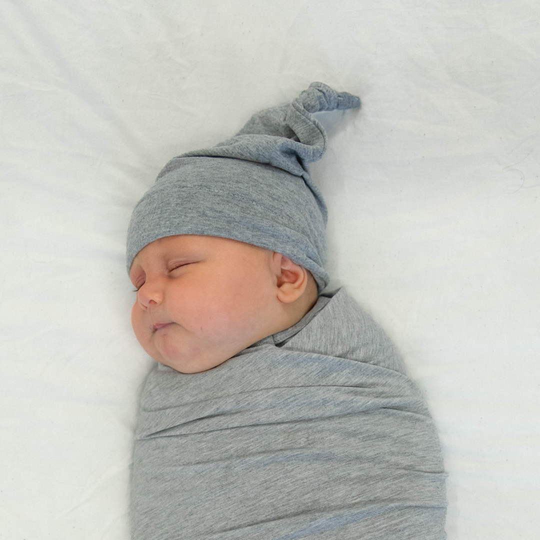 Set-of-4 Organic Cotton Baby Knotted Hat in Cocoa, Jet, Heather and Sand