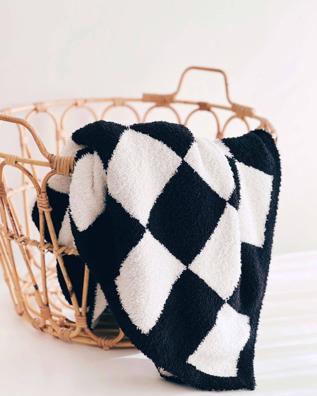 Checkered Plush Baby Blanket | Black