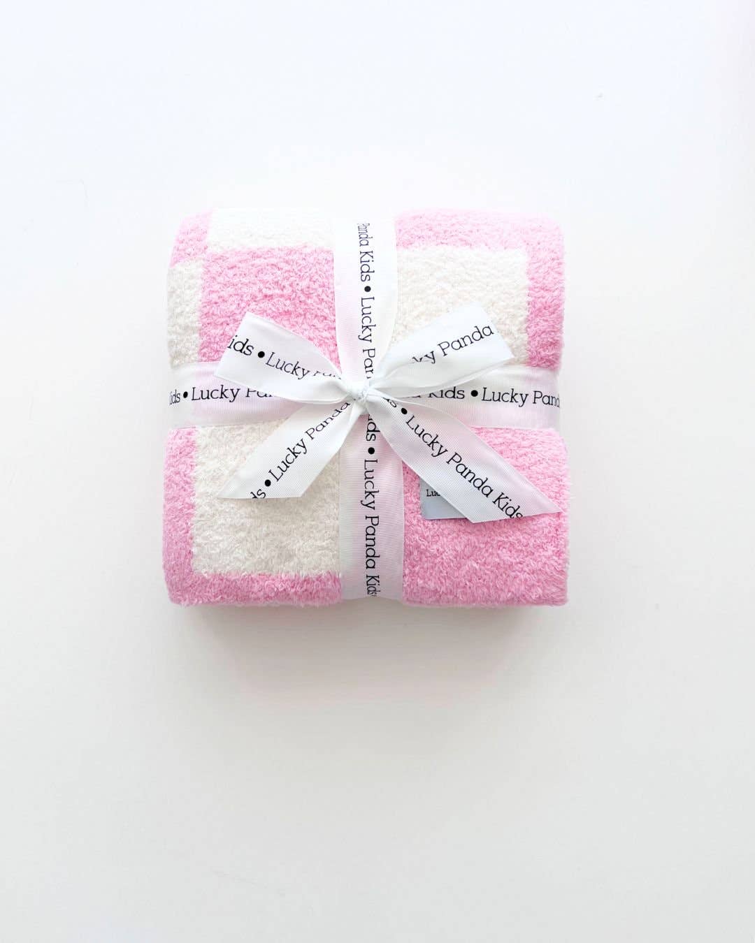 Checkered Plush Baby Blanket | Pink